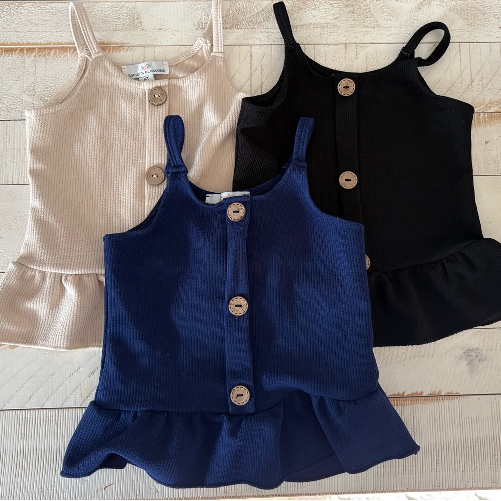 Bailey's Blossoms Girls' Ribbed Ruffle Tank Bundle